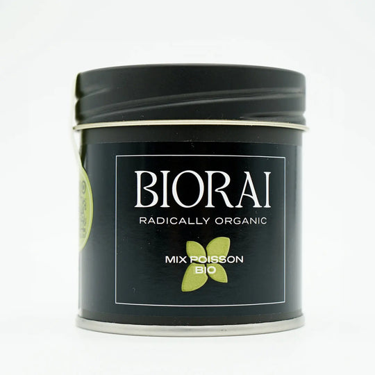 Boîte de Mix Poisson Bio BIORAI, épices bio pour poisson en boîte métal