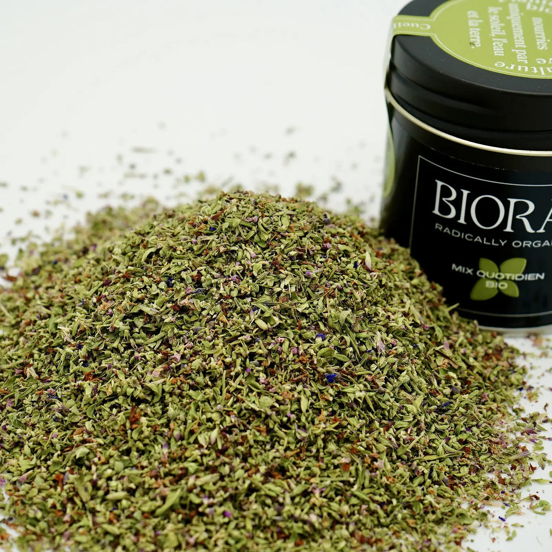 Mix Quotidien Bio BIORAI, mélange de sarriette, origan et thym citron séchés